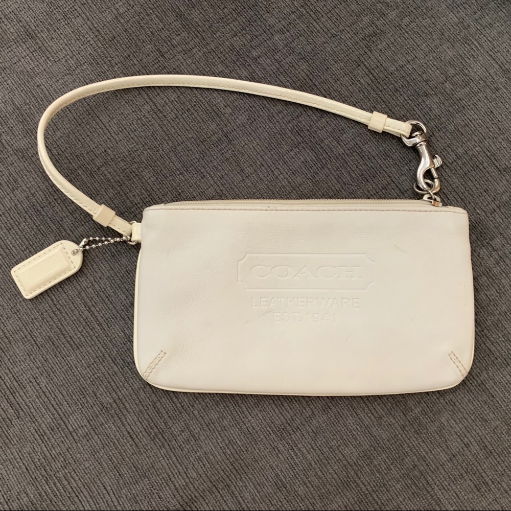 Coach White Leather Wristlet